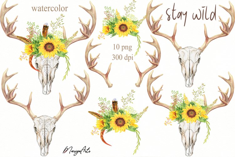 skull antlers cliparts