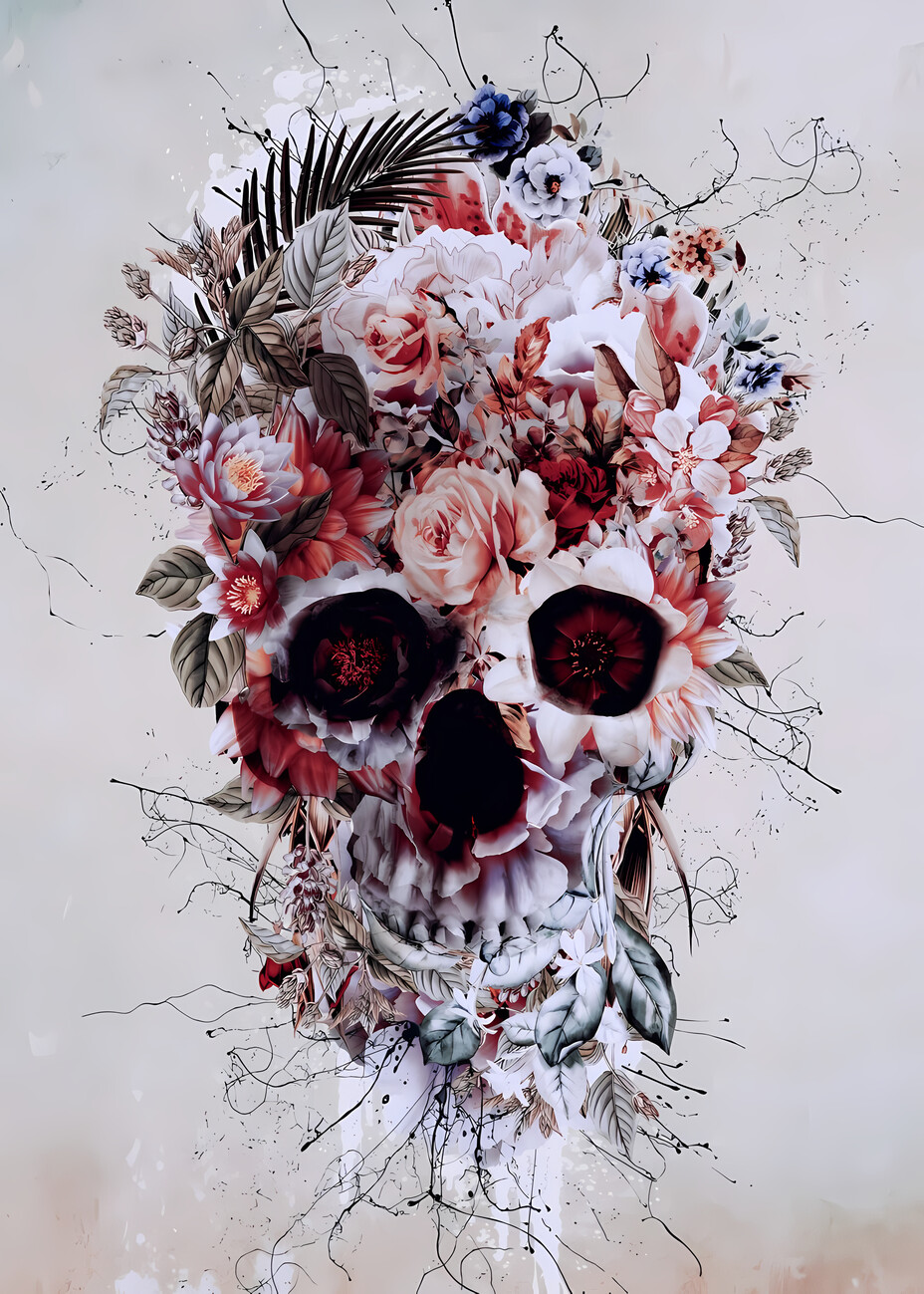 Kunstdruck Skull Abstract Floral | Poster, Wandbilder und Tapeten ...