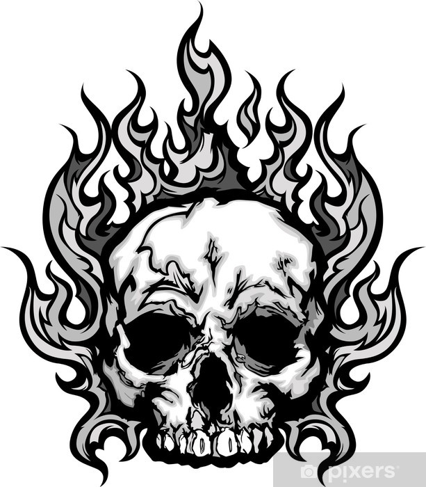 Aufkleber Flaming Skull Graphic Vektor Bild - PIXERS.DE
