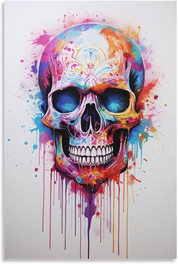 FOCCAR Colorful Skulls Wall Art Canvas Prints Vintage Bone ...