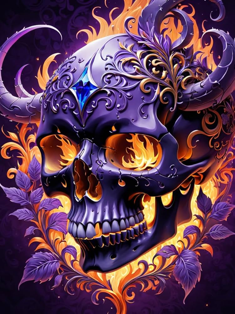 Colored Skull Art Canvas Prints,Colored Skulls Canvas Wall Art Pictures  Artwork for Living Room Home Office Decorations Frameless