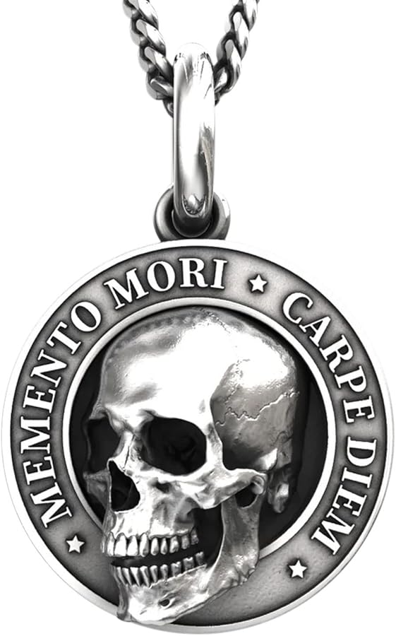 Tonsee Accessoire Skullss Anhänger Memento Mori Skullss Anhänger  Realistische Festliche Halskette 3D-Effekt Silber Skullss für Männer  Halskette Halter ...