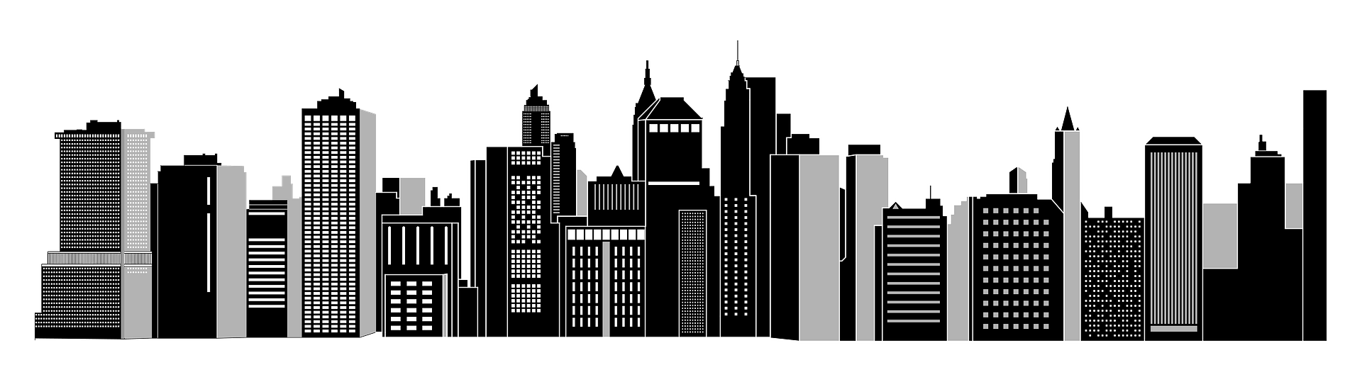 Cityscape Skyline - Black and White - Free vector clipart images ...
