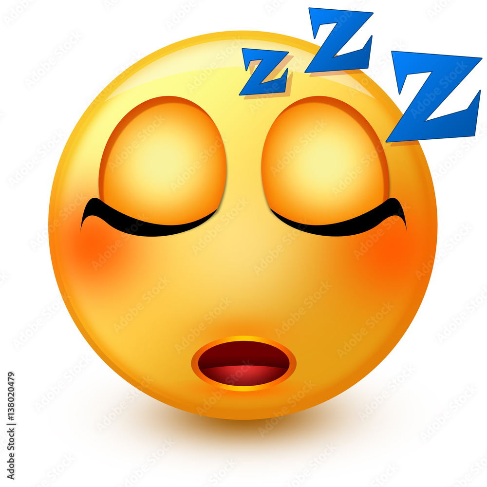 Stock-Illustration „Cute sleeping face emoticon or 3d sleepy emoji ...