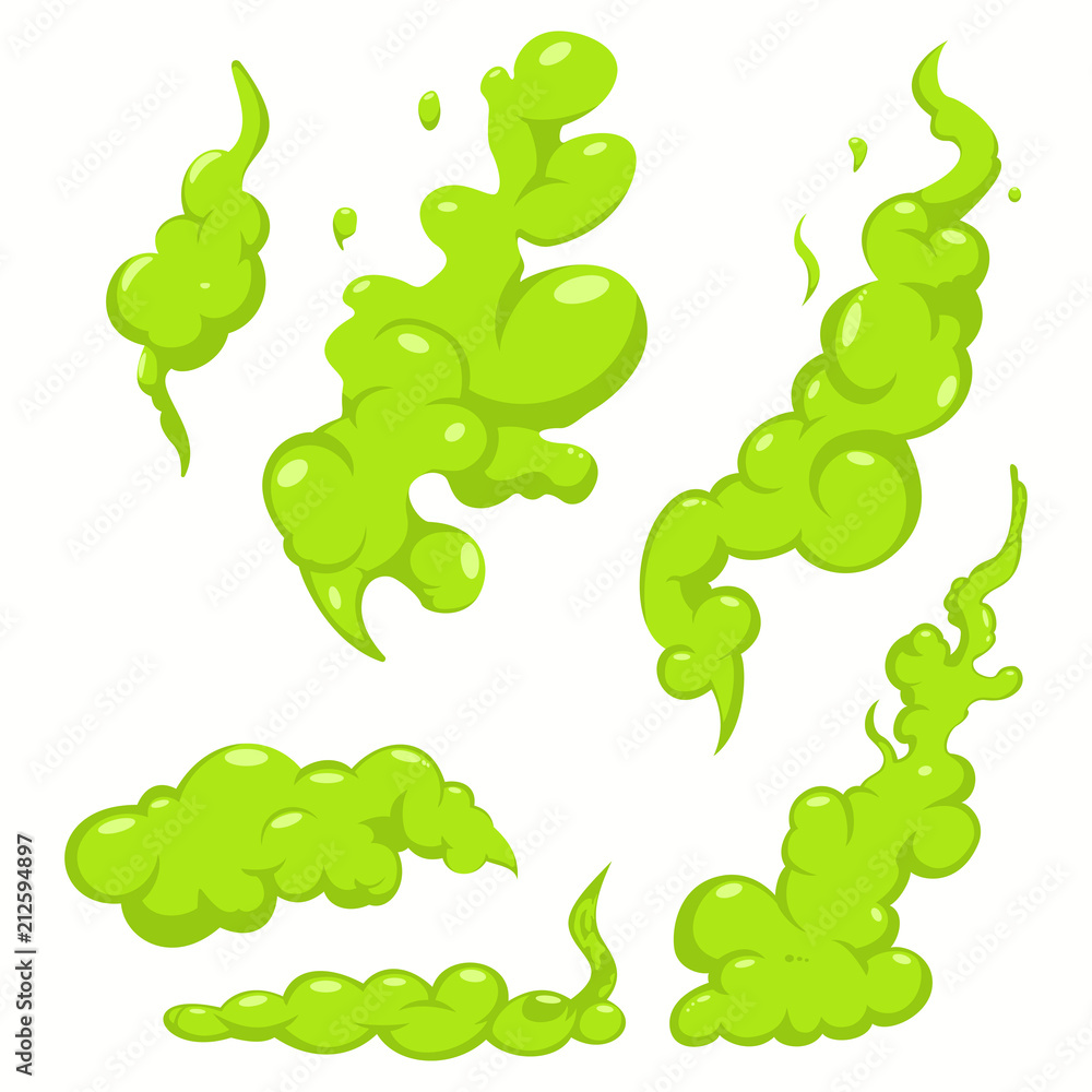 Bad smell green cloud illustration. Stink smoke vector cartoon ...