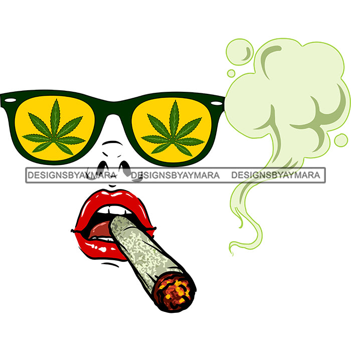 Transparent Woman Face Smoking Weed Marijuana Leaves Sunglasses ...
