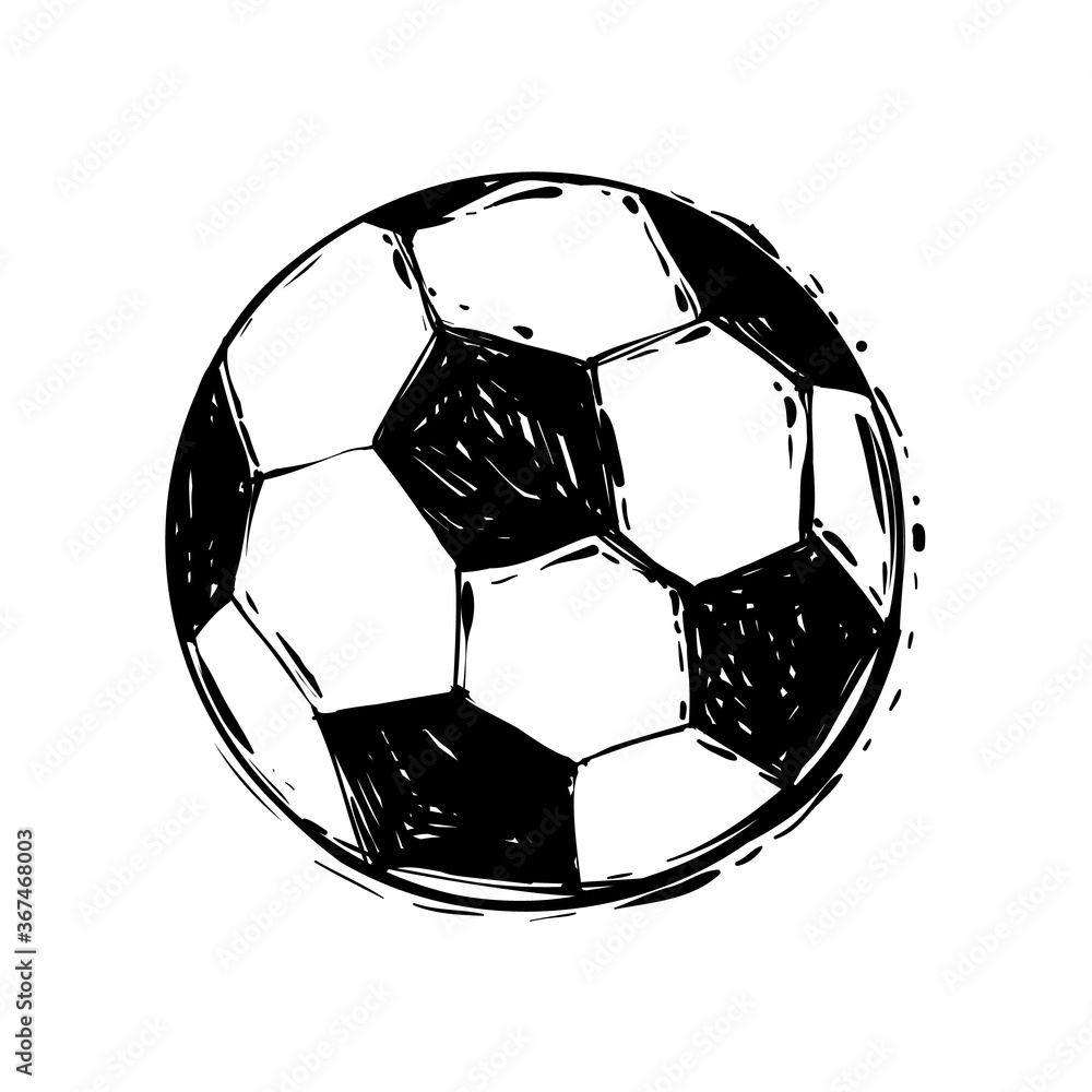 Stock-Vektorgrafik „Football soccer ball. Graphic black sketch on ...
