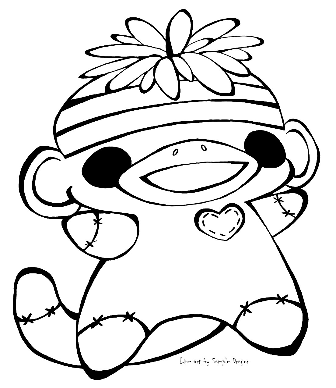ArtStation - Chibi Sock Monkey Coloring Page Free2Use