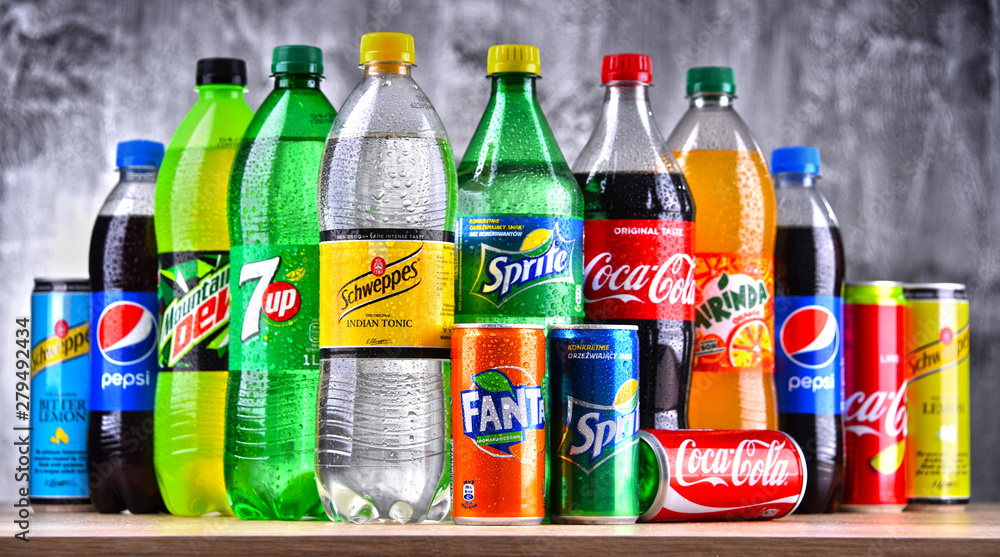 Bottles of global soft drink brands Stock-Foto | Adobe Stock