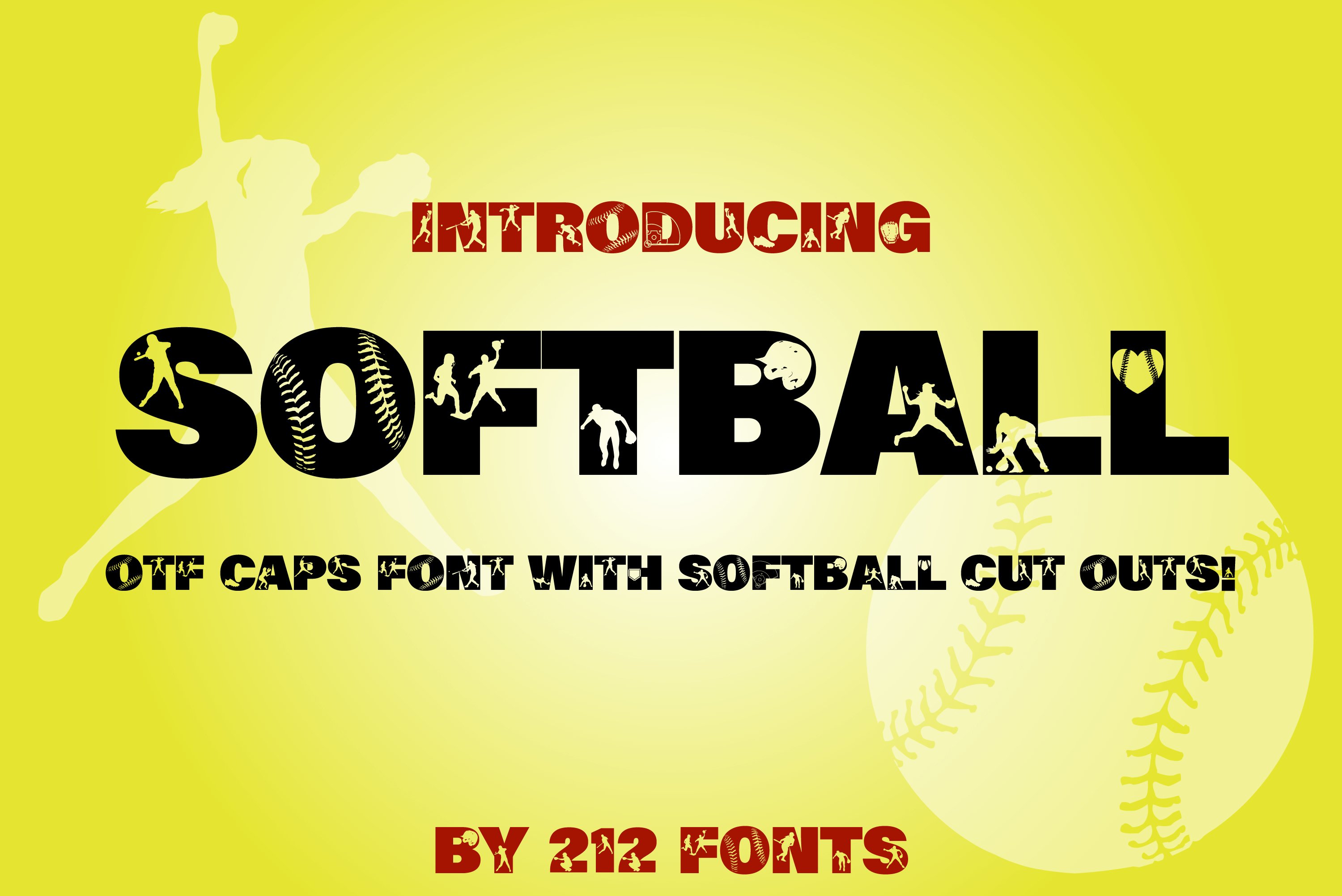 212 Softball Caps Display Font Softball Player Alphabet OTF