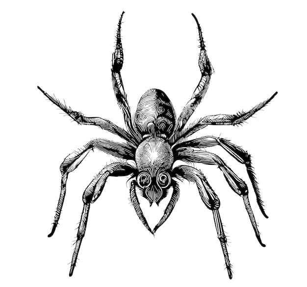 Premium Vector | Spider sketch hand drawn Vector illustration Wild ...