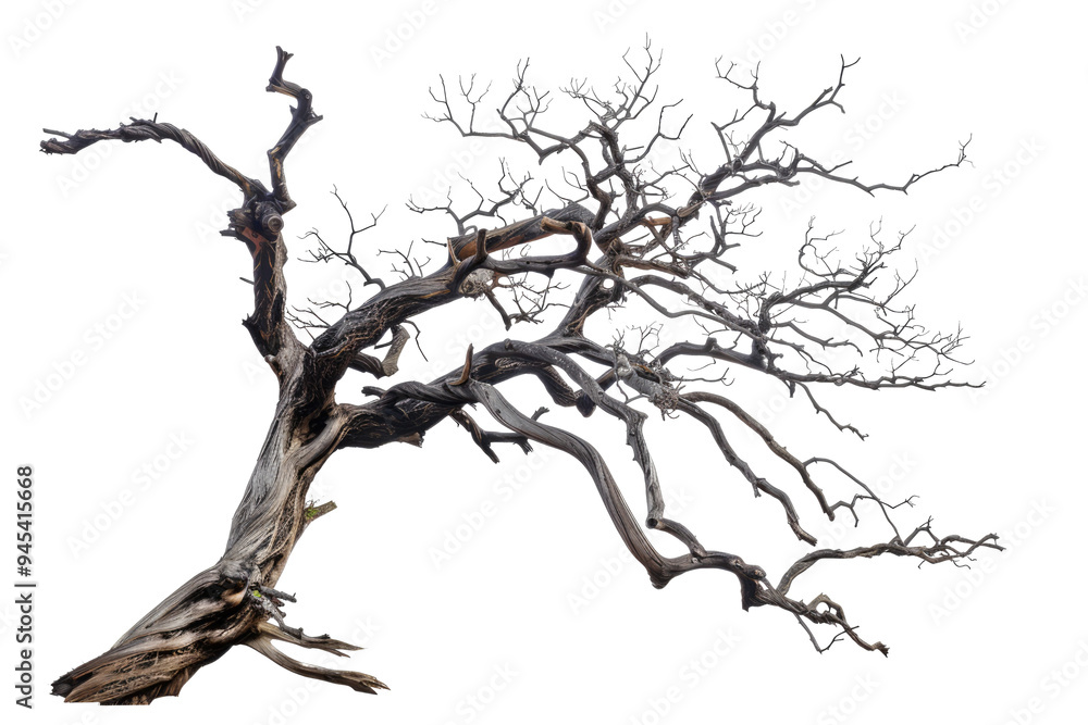 Poster, Wandbilder leafless old spooky tree isolated on white or  transparent png, 40x26.7 cm