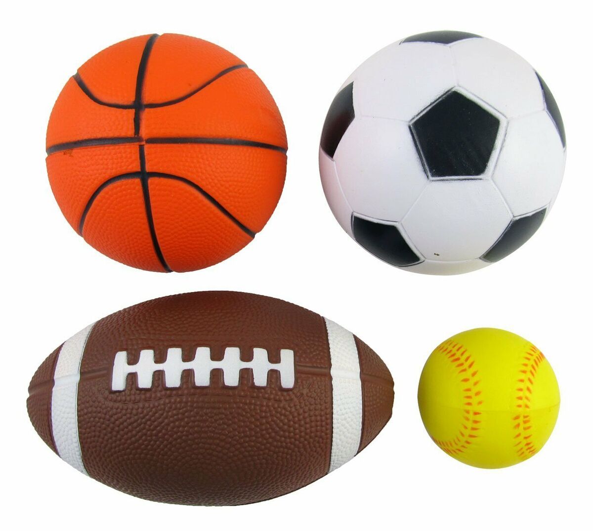 4er Set Sportbälle für Kinder (Fußball, Basketball, Fußball, Tennisball)