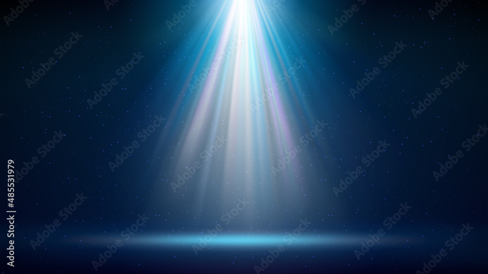 Spotlight background. Illuminated blue stage. Backdrop for ...
