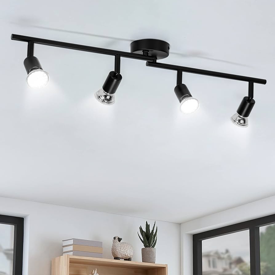 wowatt Ceiling Spotlight 4 Bulbs LED Spotlight Ceiling Light Swivelling 4 x  5 W GU10 Spotlights Cool White 6000 K Hallway Kitchen Lamp 230 V Modern ...