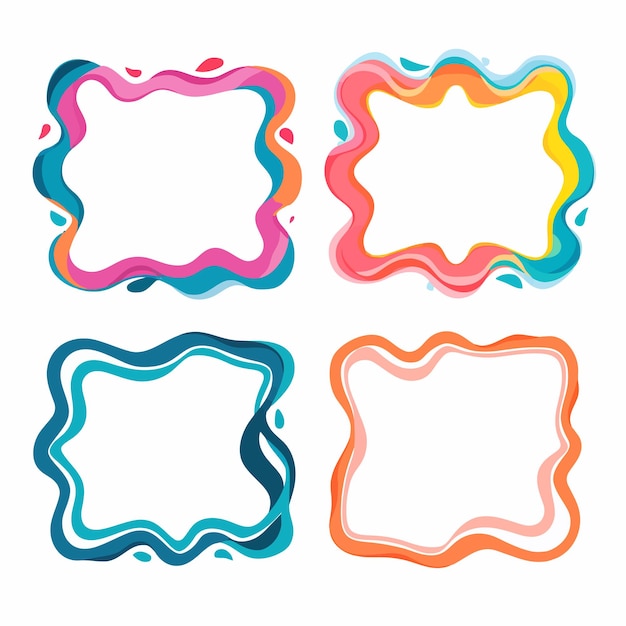 Colored squiggle square frame clipart vector | Premium AI ...