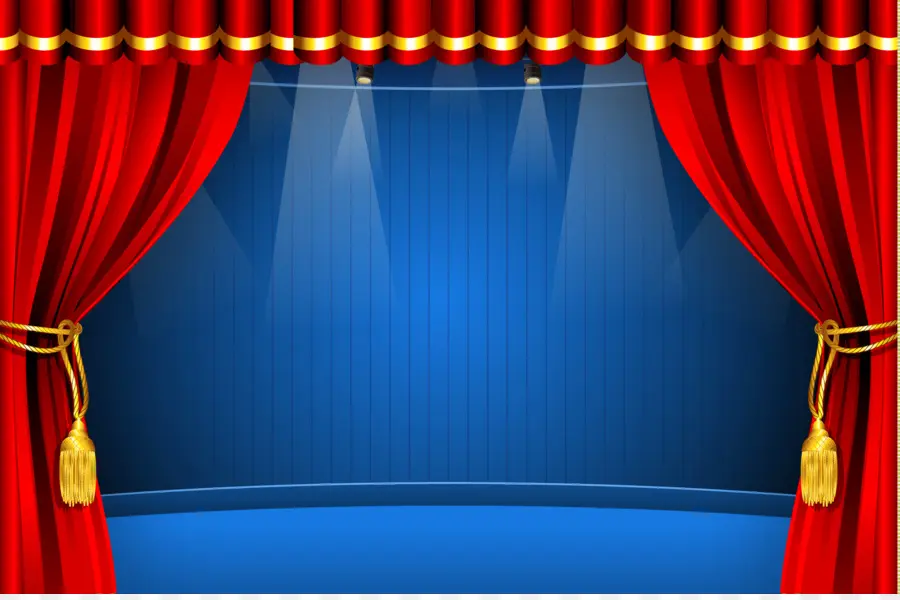 Stage Curtains - Red Stage Curtains with Blue Backdrop - CleanPNG ...