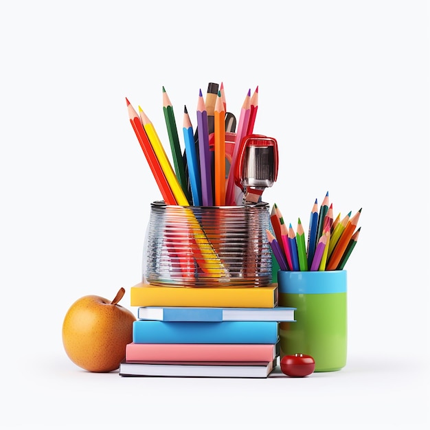 Photo of school stationary items and books on table | Premium AI ...