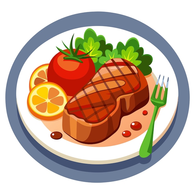 Steak Dinner Plate clip art and Vector Design With a White ...