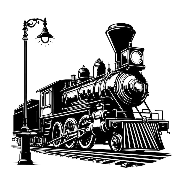 Steam locomotive train silhouette vector illustration isolated on ...