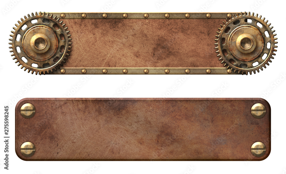 Steampunk copper aged metal plates - illustration Stock ...