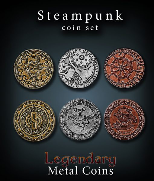 Legendary Metal Coins Steampunk Set, Steam Punk