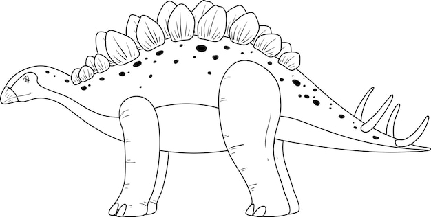 Free Vector | Stegosaurus dinosaur doodle outline on white background