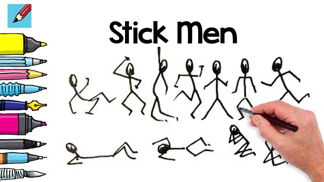 How to draw Stick Men Real Easy - Step by Step - Spoken Instructions