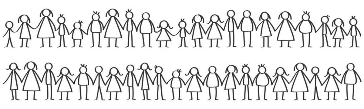 stick people holding hands