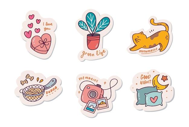Premium Vector | Set of Cute Sticker Design