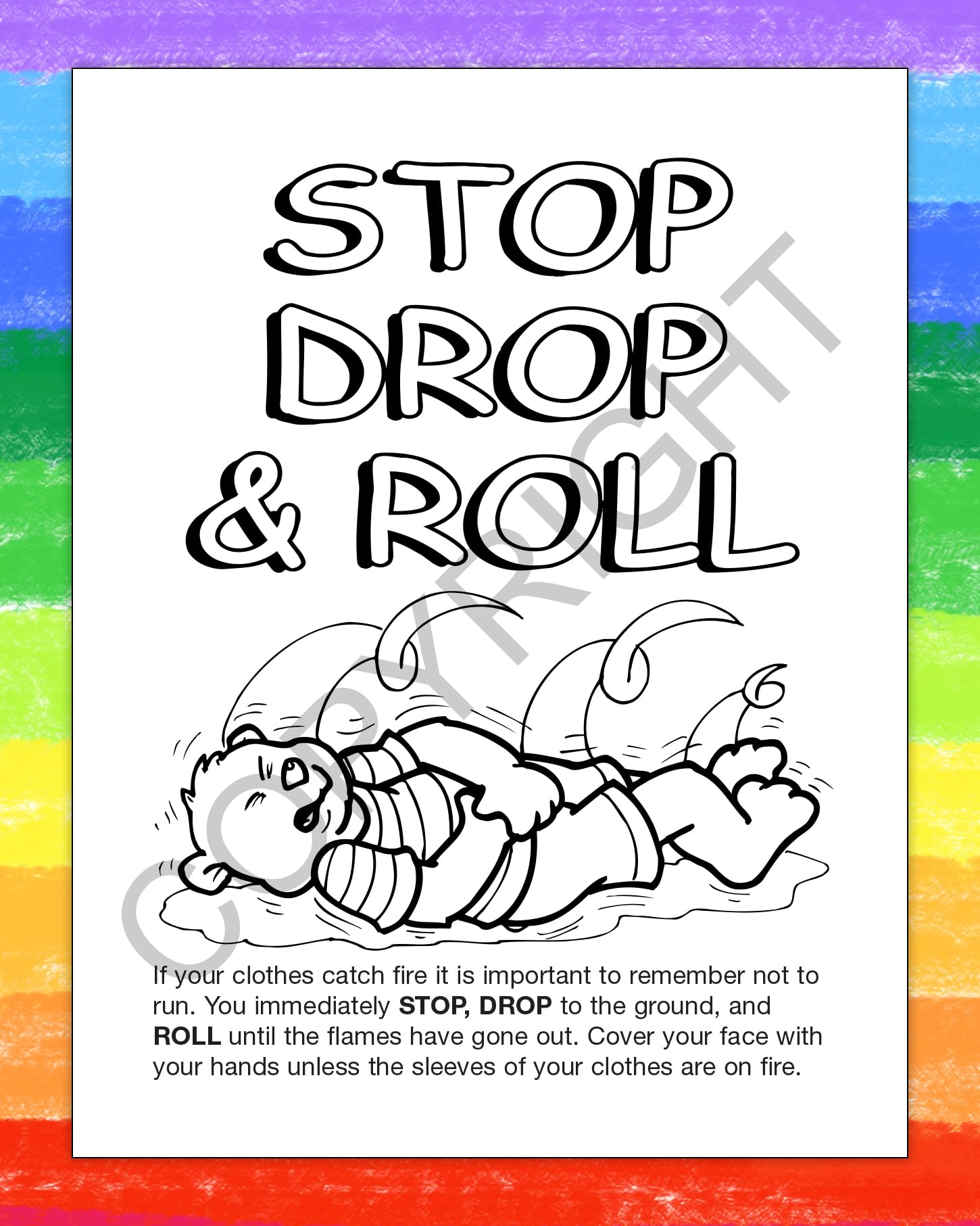 stop drop and roll coloring pages