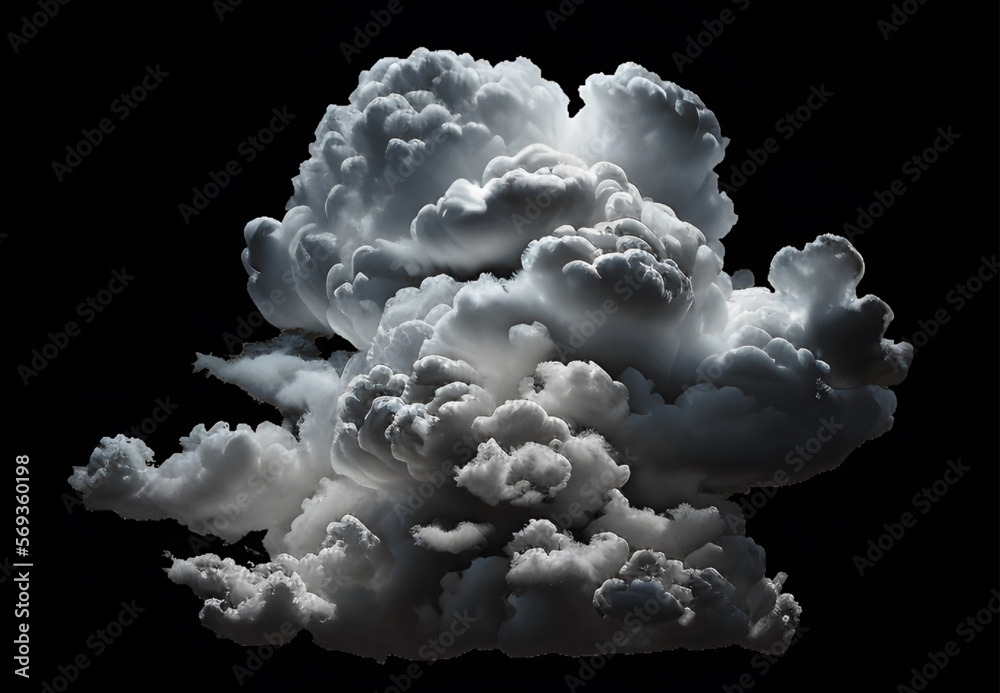 Poster, Wandbilder Storm cloud, cumulus, thunderstorm transparent  background 3d rendering file, 40x26.7 cm
