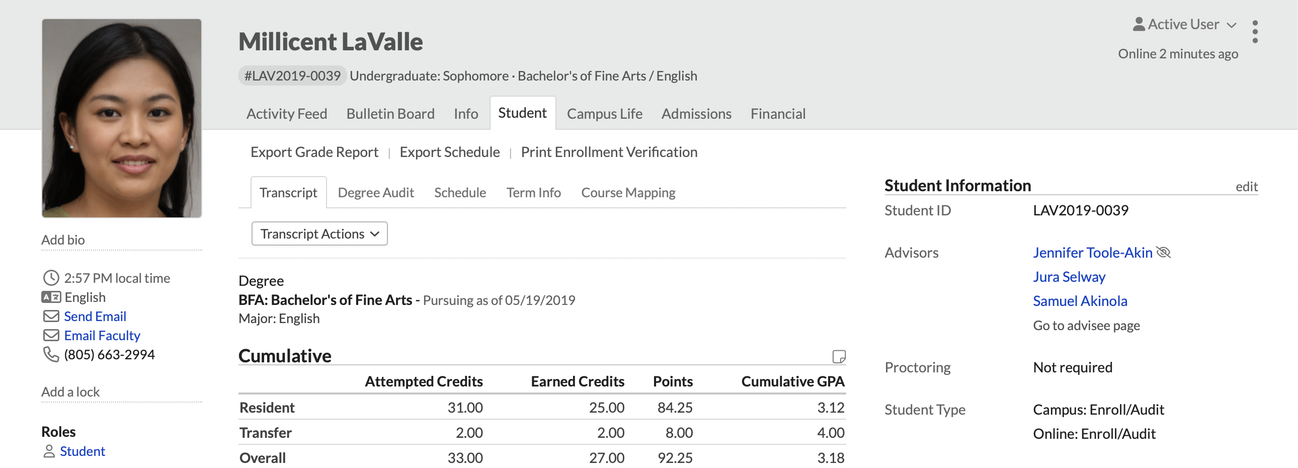 student transcripts