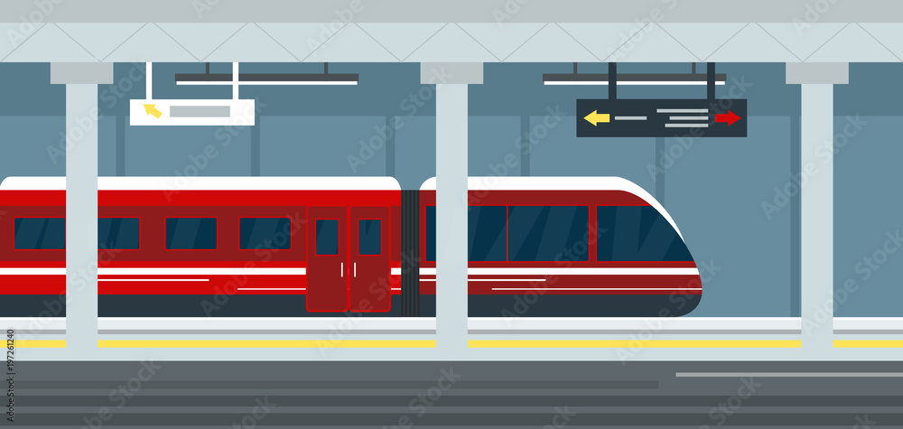 Vector illustration of empty subway station interior, subway ...