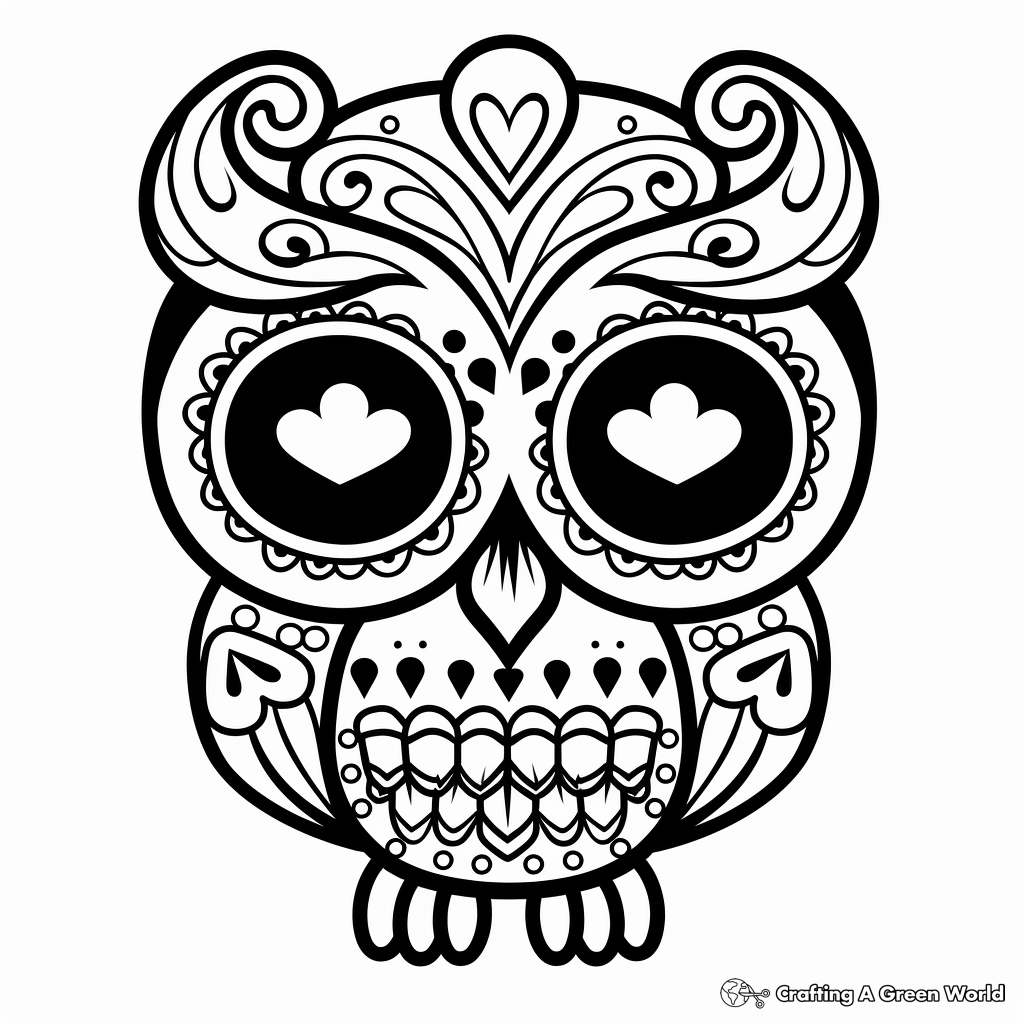 sugar skull owl coloring pages