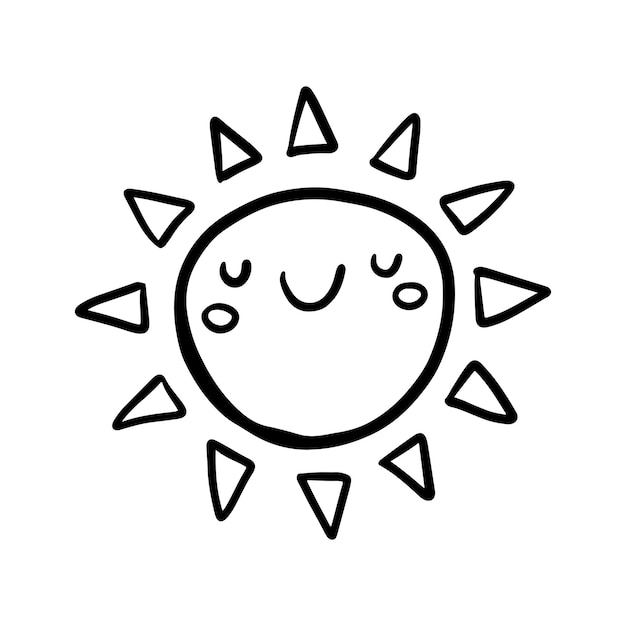 sun cartoon black and white