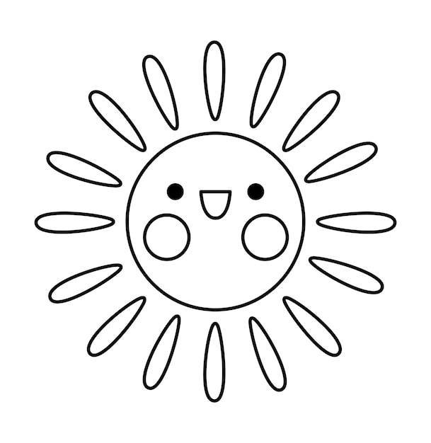 sun cartoon black and white
