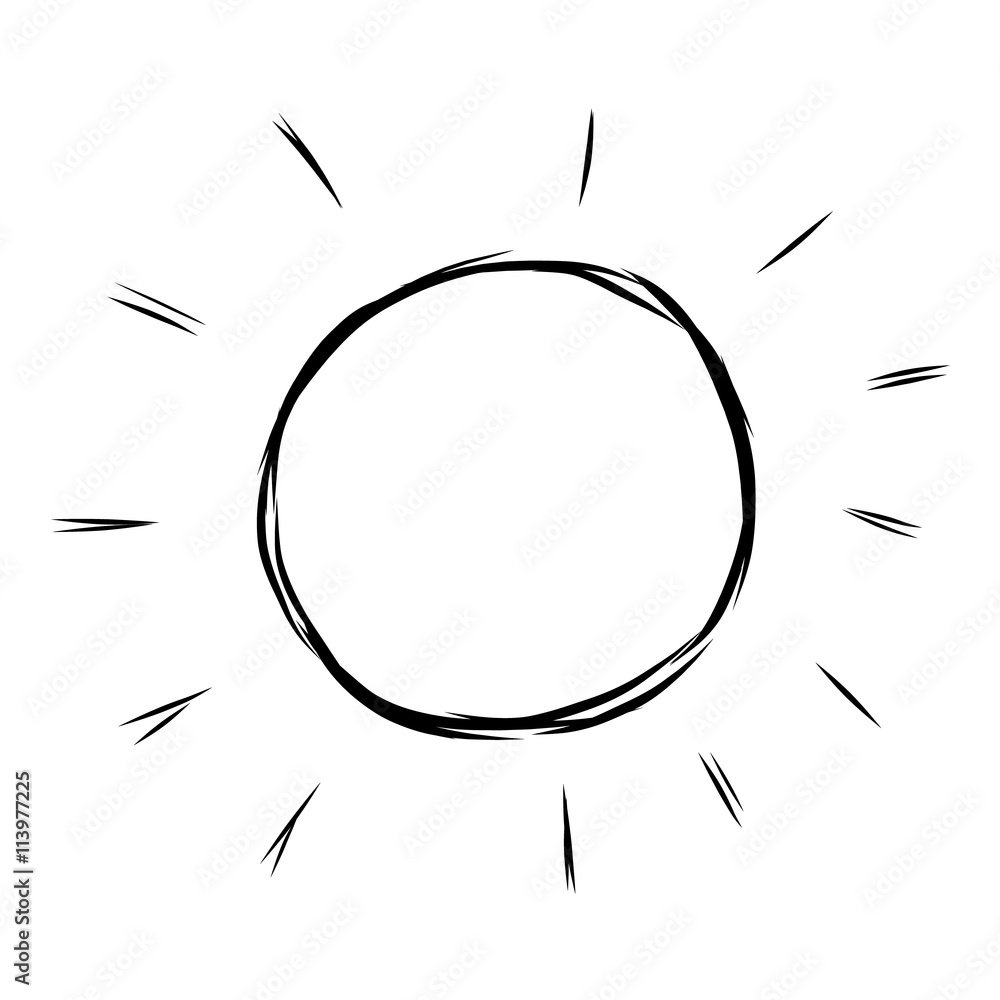 sun cartoon black and white