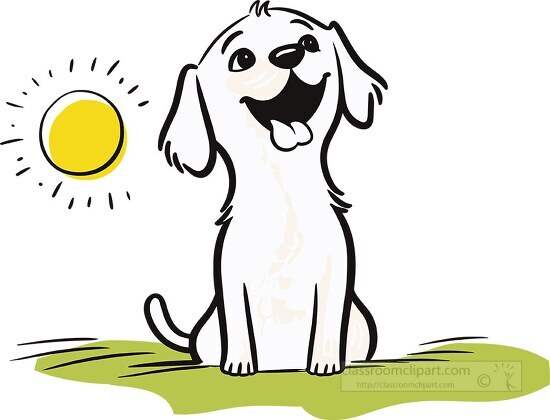 Dog Clipart-doodle art of a dog with a sun in the background clipart
