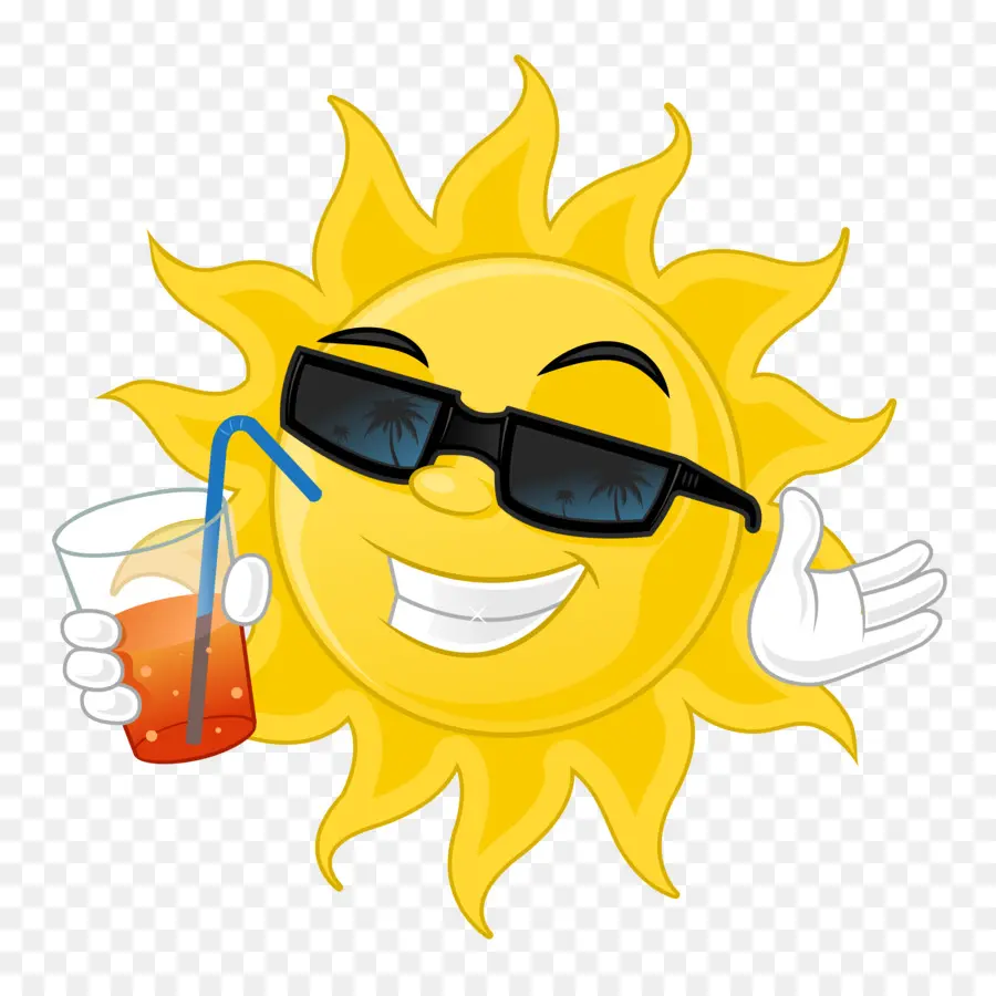 Sun With Drink - Sun with Sunglasses and Drink - CleanPNG / KissPNG