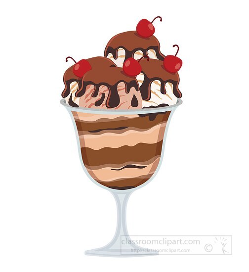 Ice Cream Clipart-sundae chocolate sundae with vanilla ice cream ...