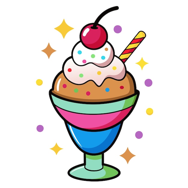 Sundae treat clipart cartoon style vector illustration | Premium ...