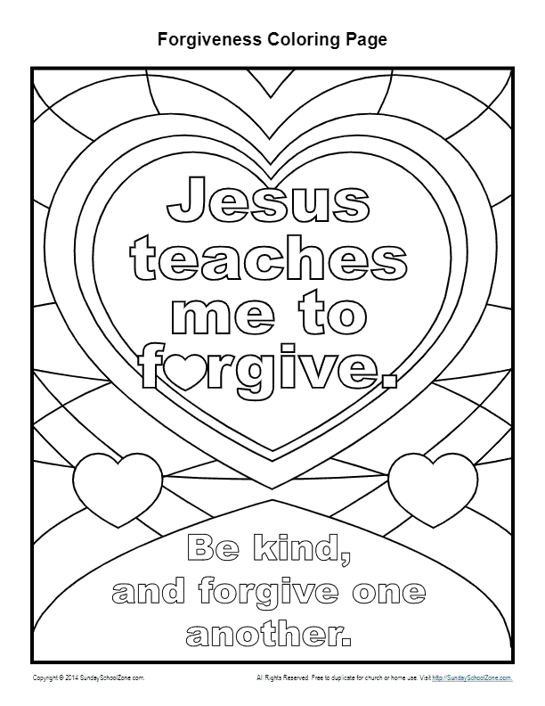 sunday school coloring pages forgiveness