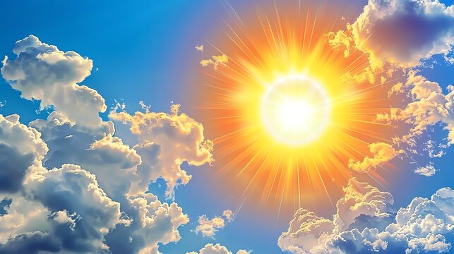 Sun clipart shining brightly in the sky Stock Illustration | Adobe ...