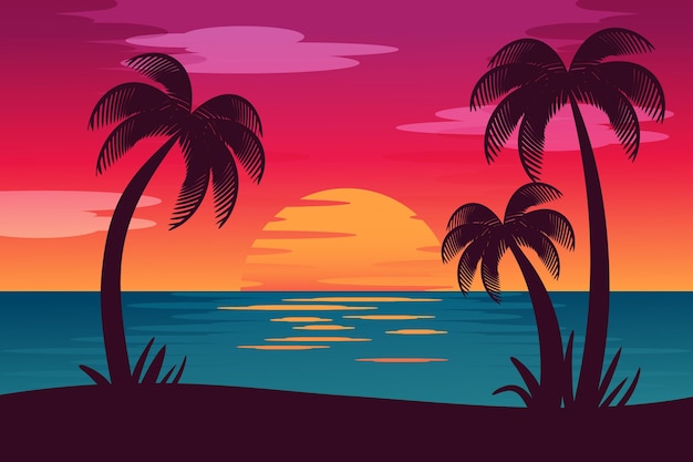 sunset beach cliparts
