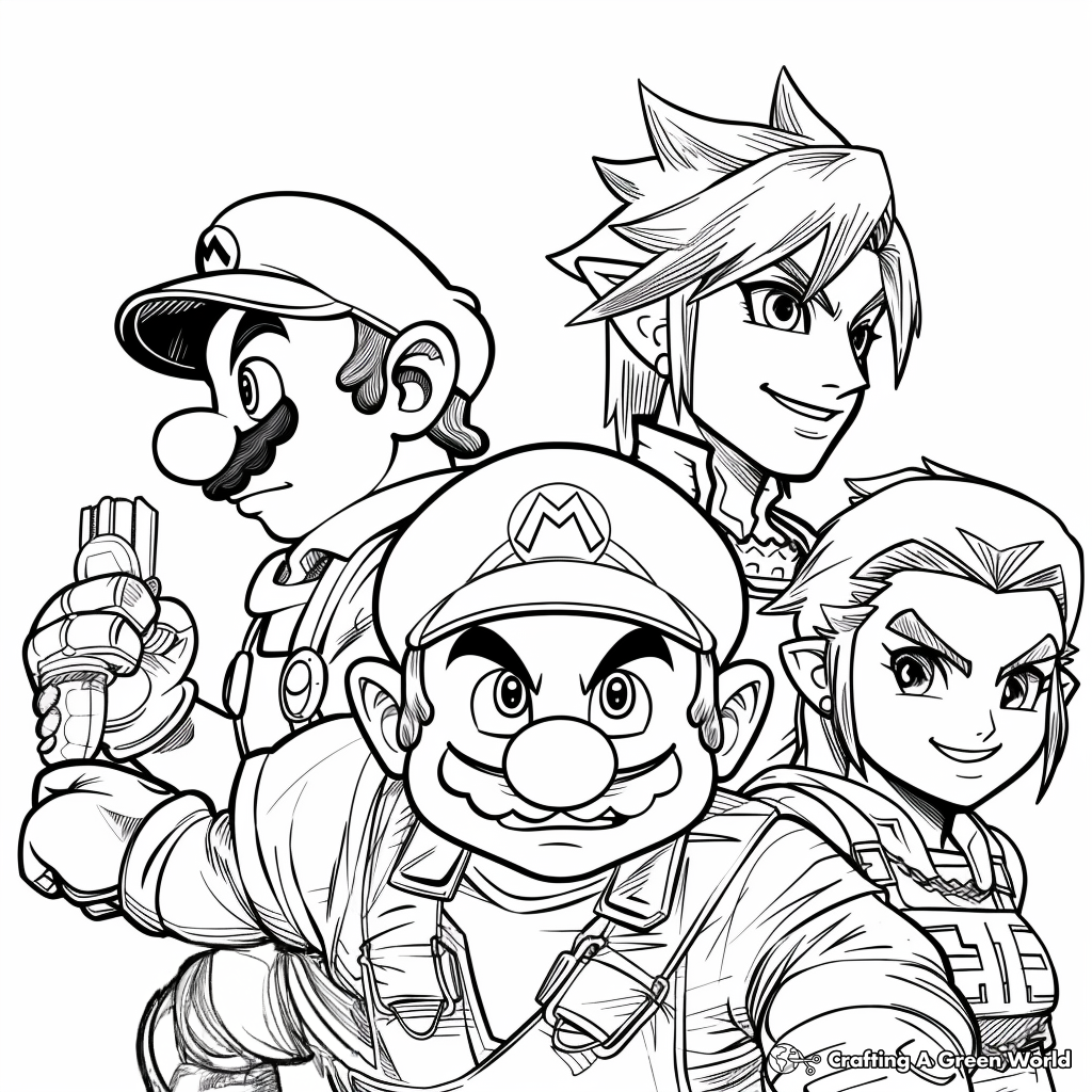 super smash brothers coloring pages