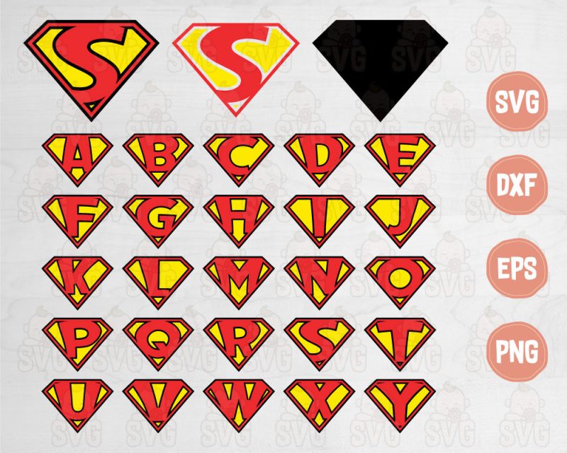 Superman Logo Alphabet Svg Cut File for Cricut, Silhouette - Svg Baby