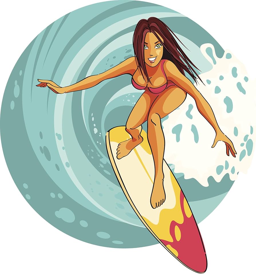 surfer girl cartoon