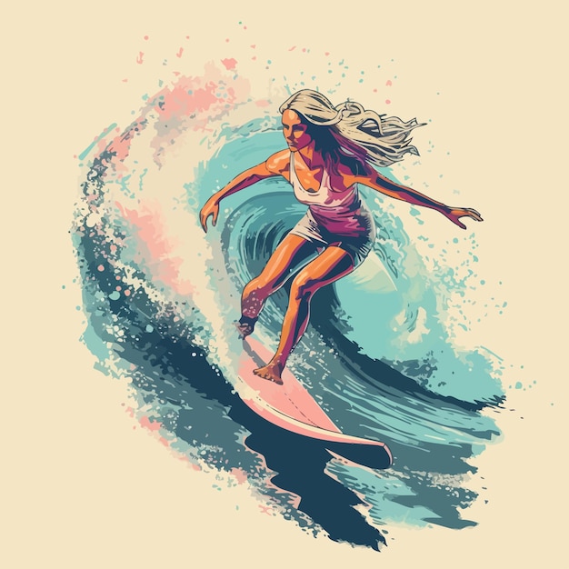 Surfer girl cartoon | Premium AI-generated vector