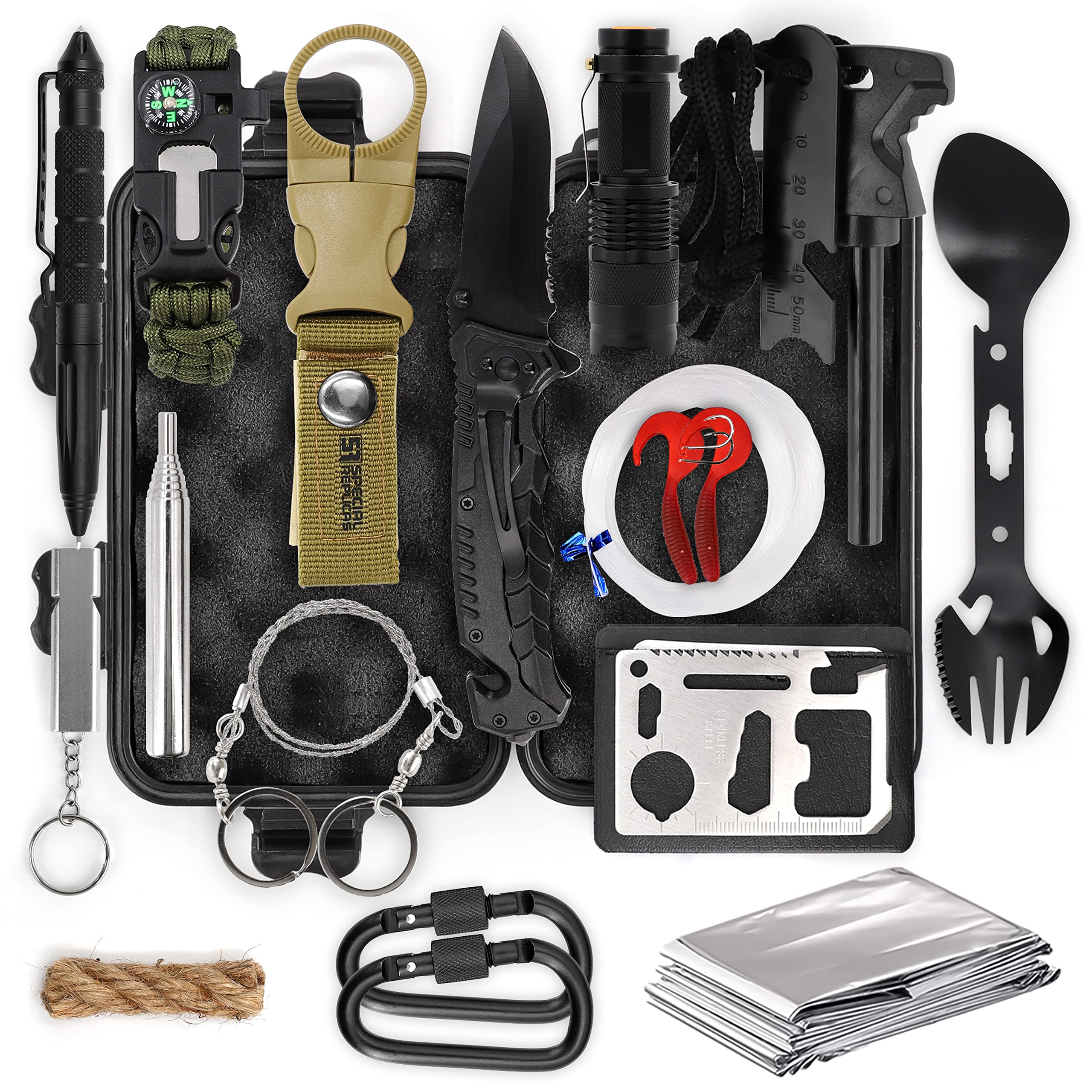 Survival Kit 25-in-1 - Erste Hilfe Set - Outdoor Überlebensausrüstung - mit  Taschenlampe und mehr - Notfall Ausrüstung - Survival-Kits - ...